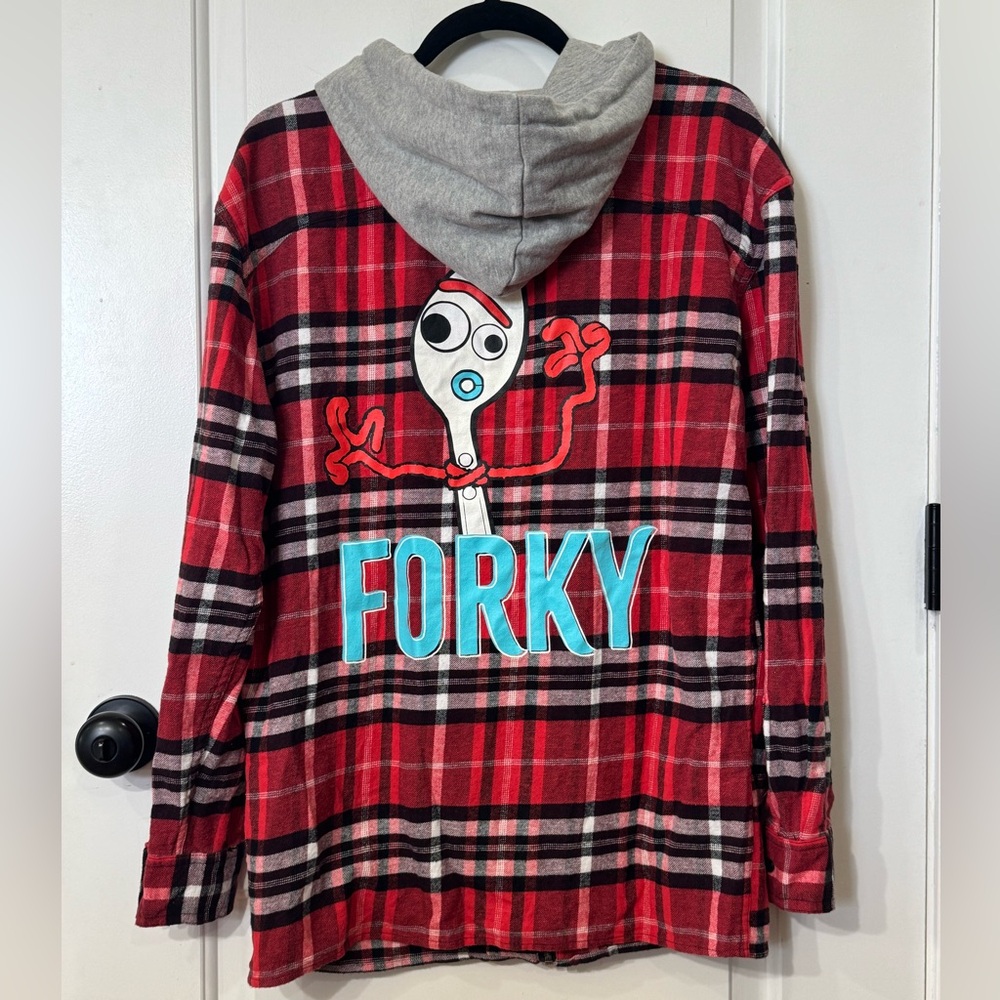 DISNEY x TOY STORY WOMENS FORKY GRAPHIC ZIP UP FLANNEL MEDIUM - Picture 5 of 9